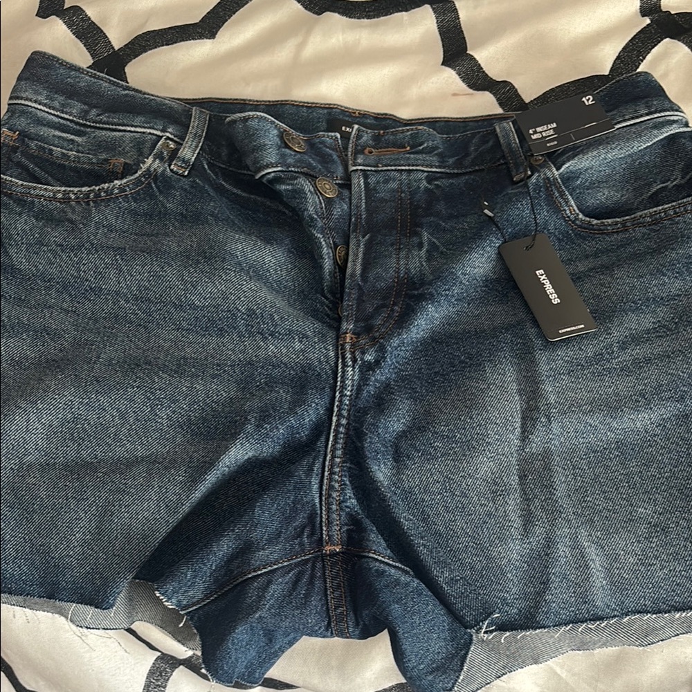 Express Dark Blue Denim Cutoff Shorts